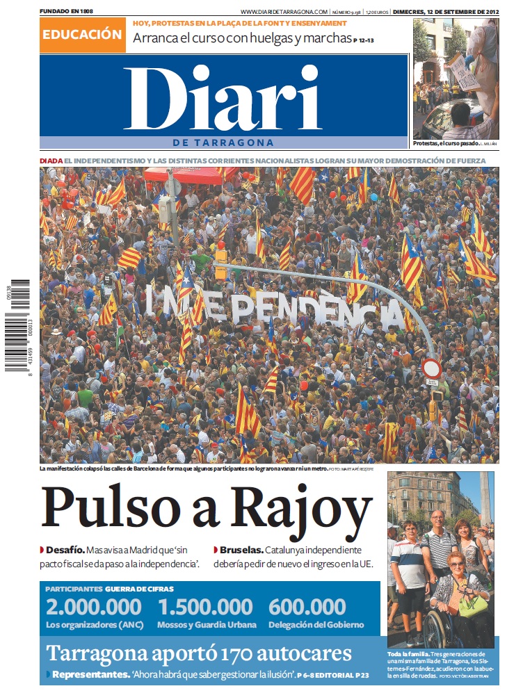 Portada Diari de Tarragona 2012 Portada Diari de Tarragona 2012
